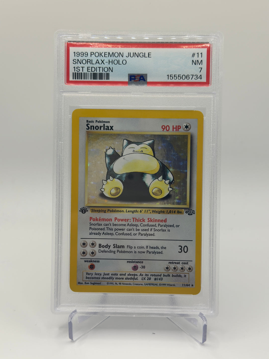 1999 SNORLAX Pokemon 11/64 Jungle 1st Edition Holo Rare PSA 7