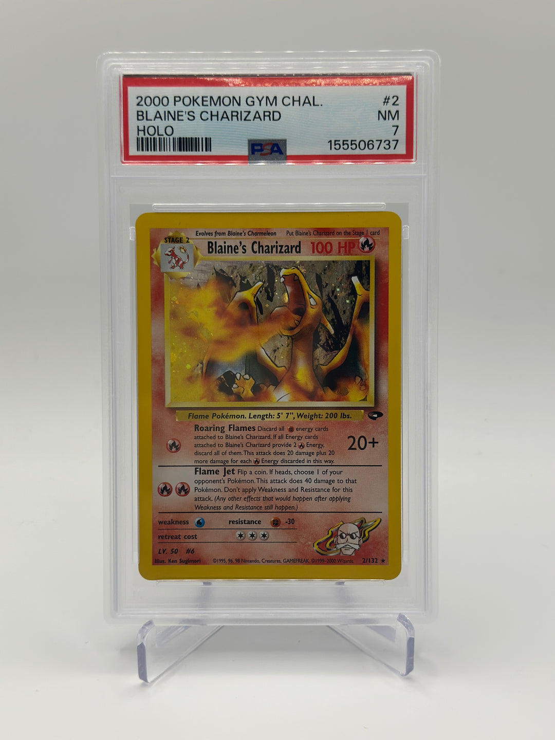 Pokémon Blaine's Charizard 2/132 Gym Challenge Holo PSA 7