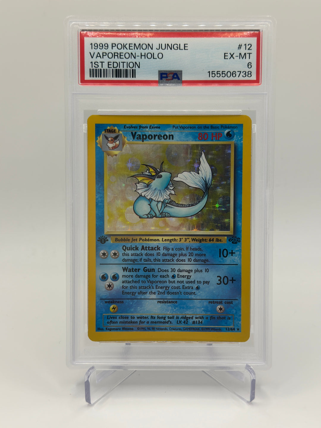 Pokémon Vaporeon 1st 12/64 PSA 6