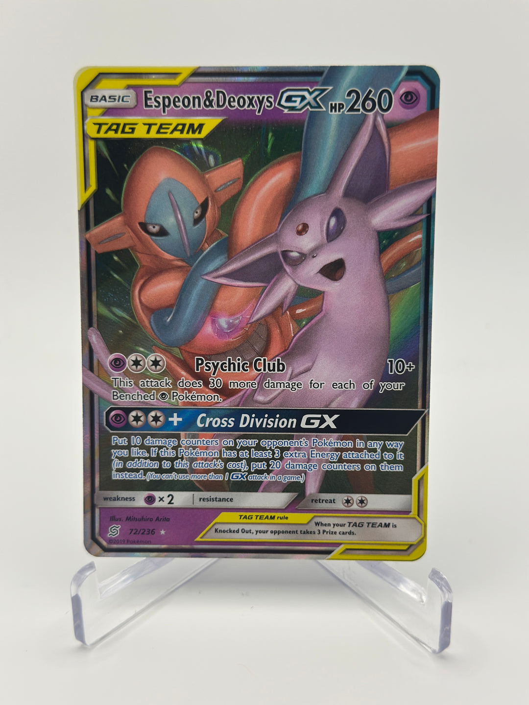 Pokemon Espeon & Deoxy GX Unified Minds 72/236 Tag Team