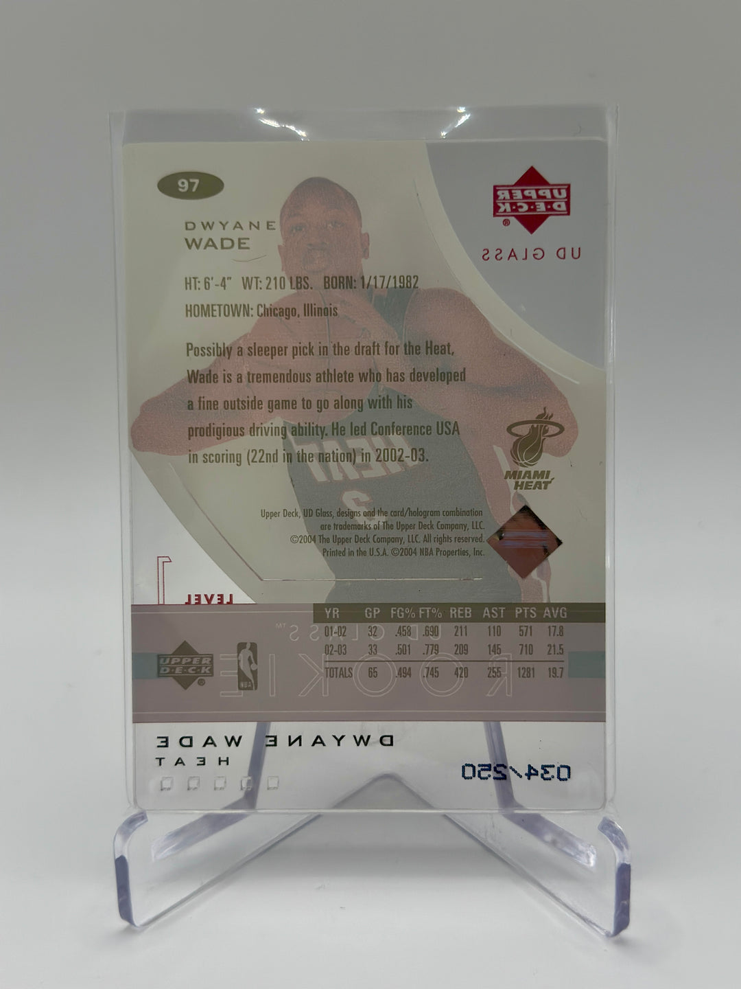 2003-04 UD Glass Rookie Dwyane Wade #97 /250 (RC)