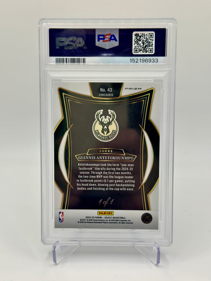 2024 Select Giannis Antetokounmpo Black Snakeskin Pulsar 1/1 PSA 8