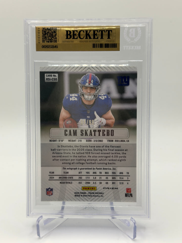 2025 Prizm Cam Skattebo Blue Ice Auto /99 BGS 9.5
