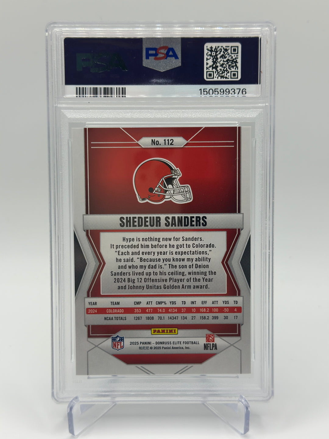 2025 Donruss Elite Shedeur Sanders Status Explosion /999 #112 PSA 10