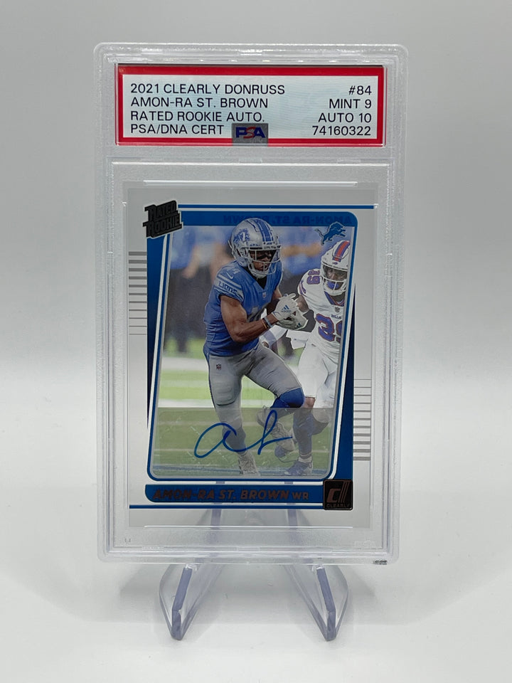 2021 Clearly Donruss Amon-Ra St. Brown Rated Rookie Auto PSA 9/10