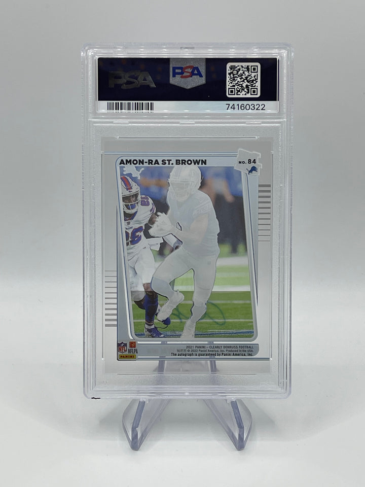 2021 Clearly Donruss Amon-Ra St. Brown Rated Rookie Auto PSA 9/10