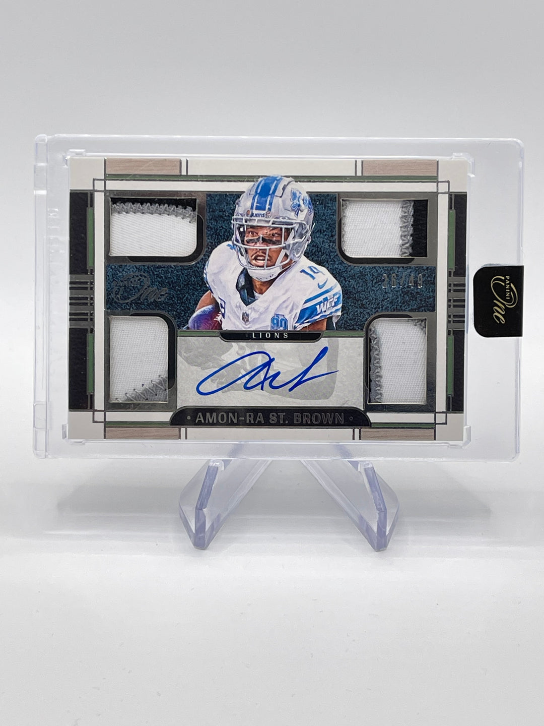 2023 Panini One Amon-Ra St. Brown #59 Quad Patch Auto /49