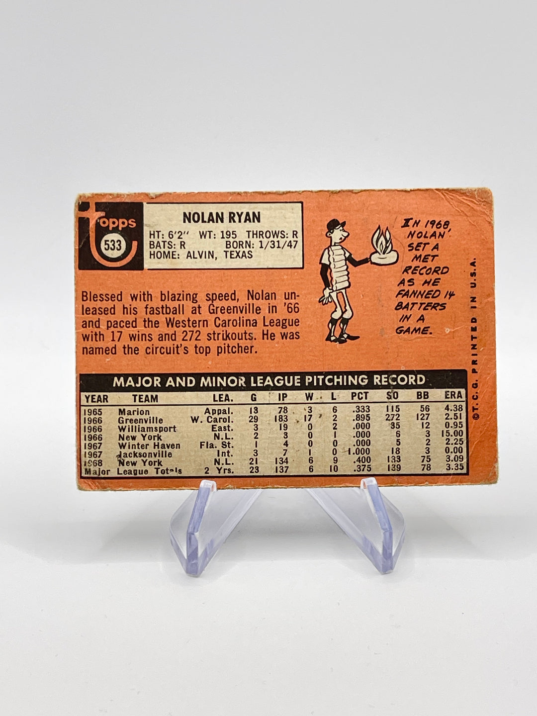 1969 Topps Nolan Ryan #533