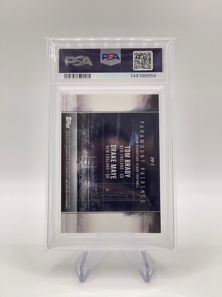 2024 Signature Class Drake Maye Tom Brady Paramount Pairings Red /25 PSA 9