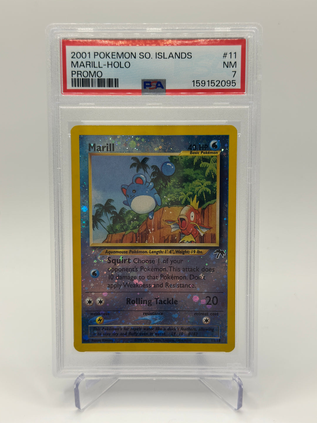 Pokémon 2001 Southern Islands Marill Holo Promo 11/18 PSA 7