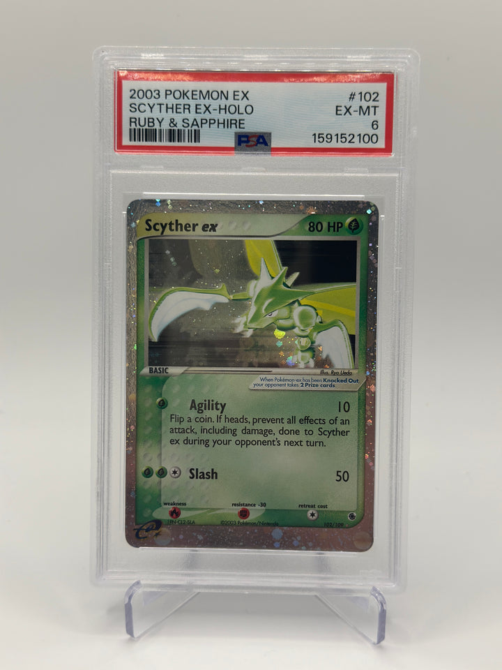 Pokémon 2003 Scyther EX Holo 102/109 PSA 6