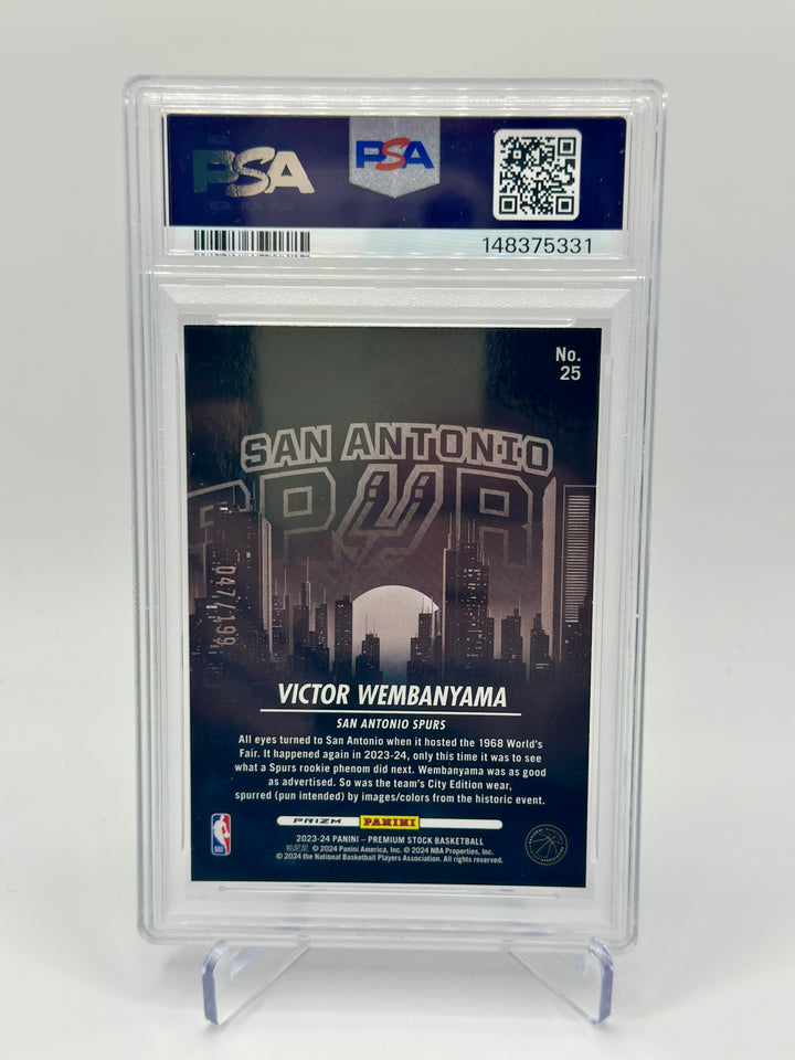 2023-24 Hoops Premium Stock Victor Wembanyama City Edition Red /199 PSA 9