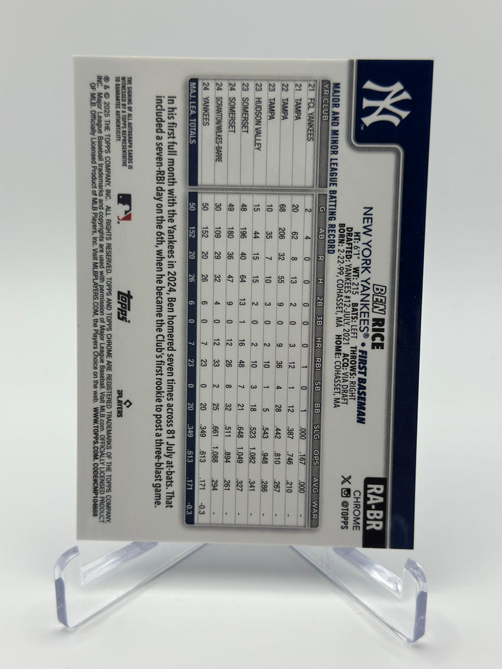 2025 Topps Chrome Ben Rice Auto /299