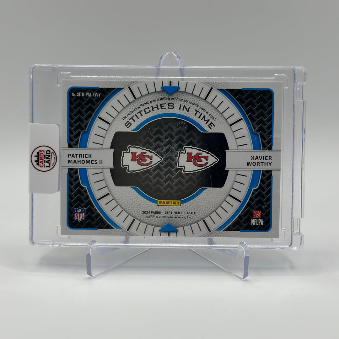2024 Certified Patrick Mahomes II Xavier Worthy Stiches in Time Patches /10