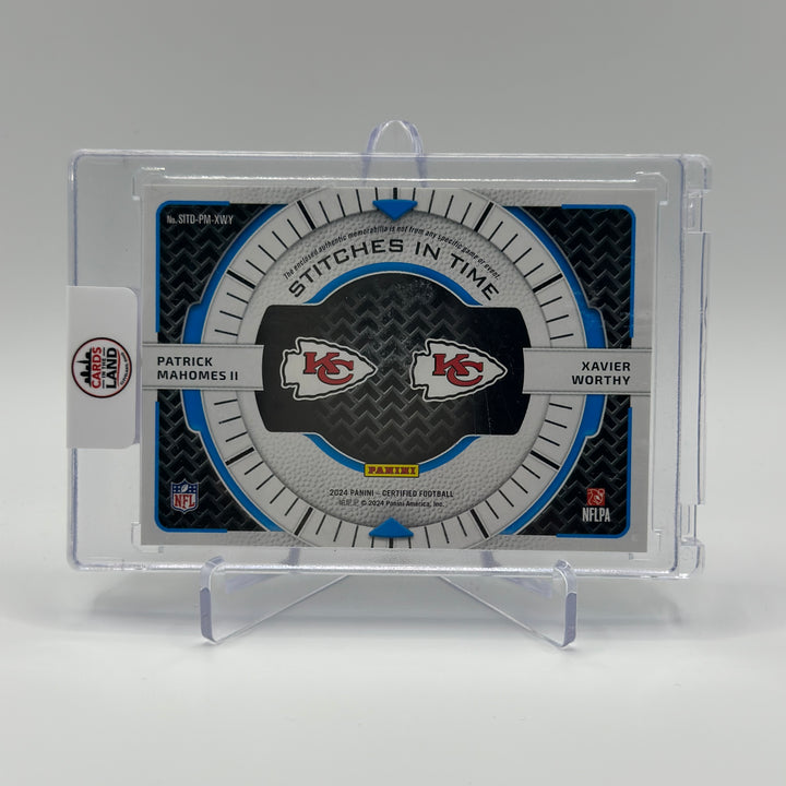 2024 Certified Patrick Mahomes II Xavier Worthy Stiches in Time Patches /10