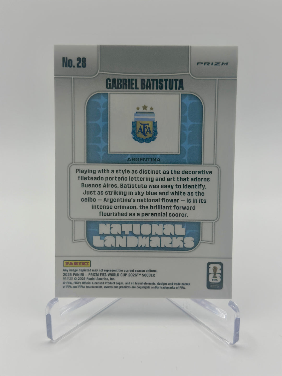 2026 Prizm FIFA World Cup Gabriel Batistuta National Landmarks #28