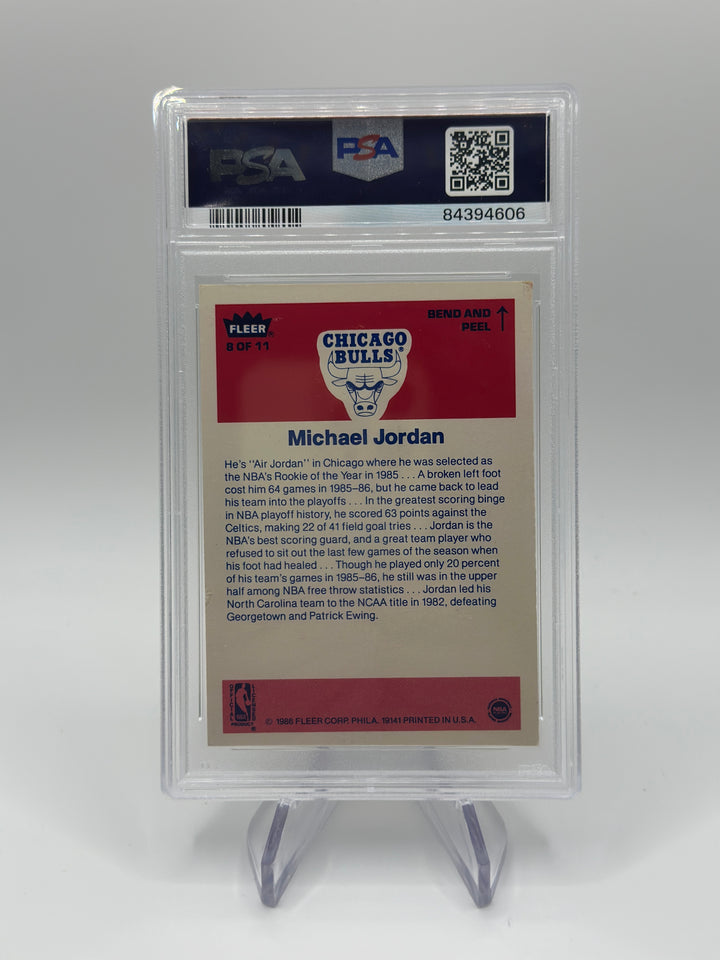1986 Fleer Sticker Michael Jordan #8 PSA 4