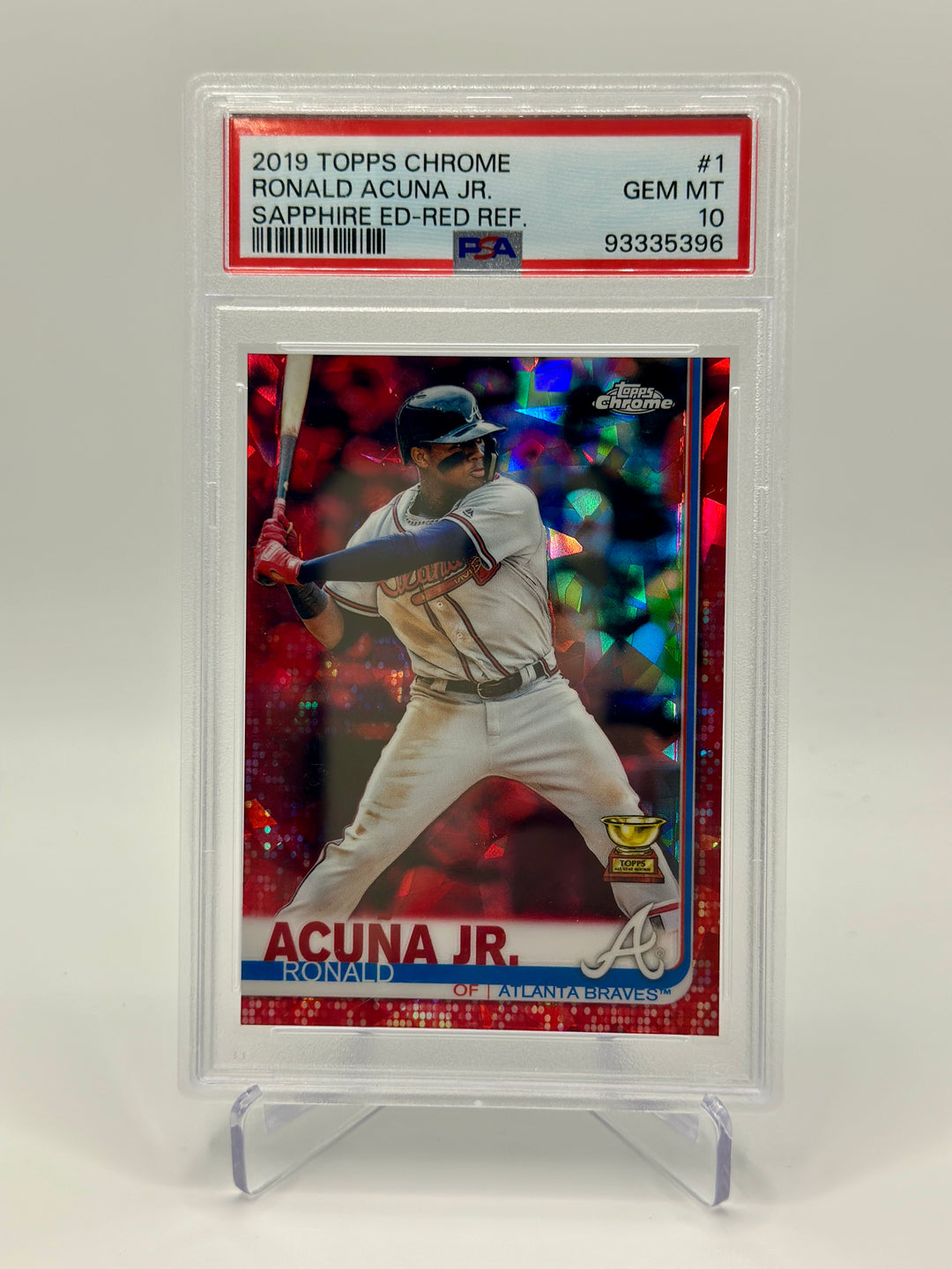 2019 Topps Chrome Sapphire Ronald Acuna Jr. Red /5 PSA 10