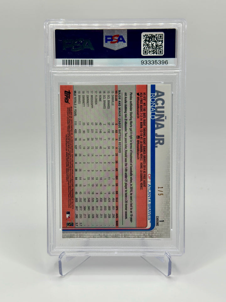 2019 Topps Chrome Sapphire Ronald Acuna Jr. Red /5 PSA 10