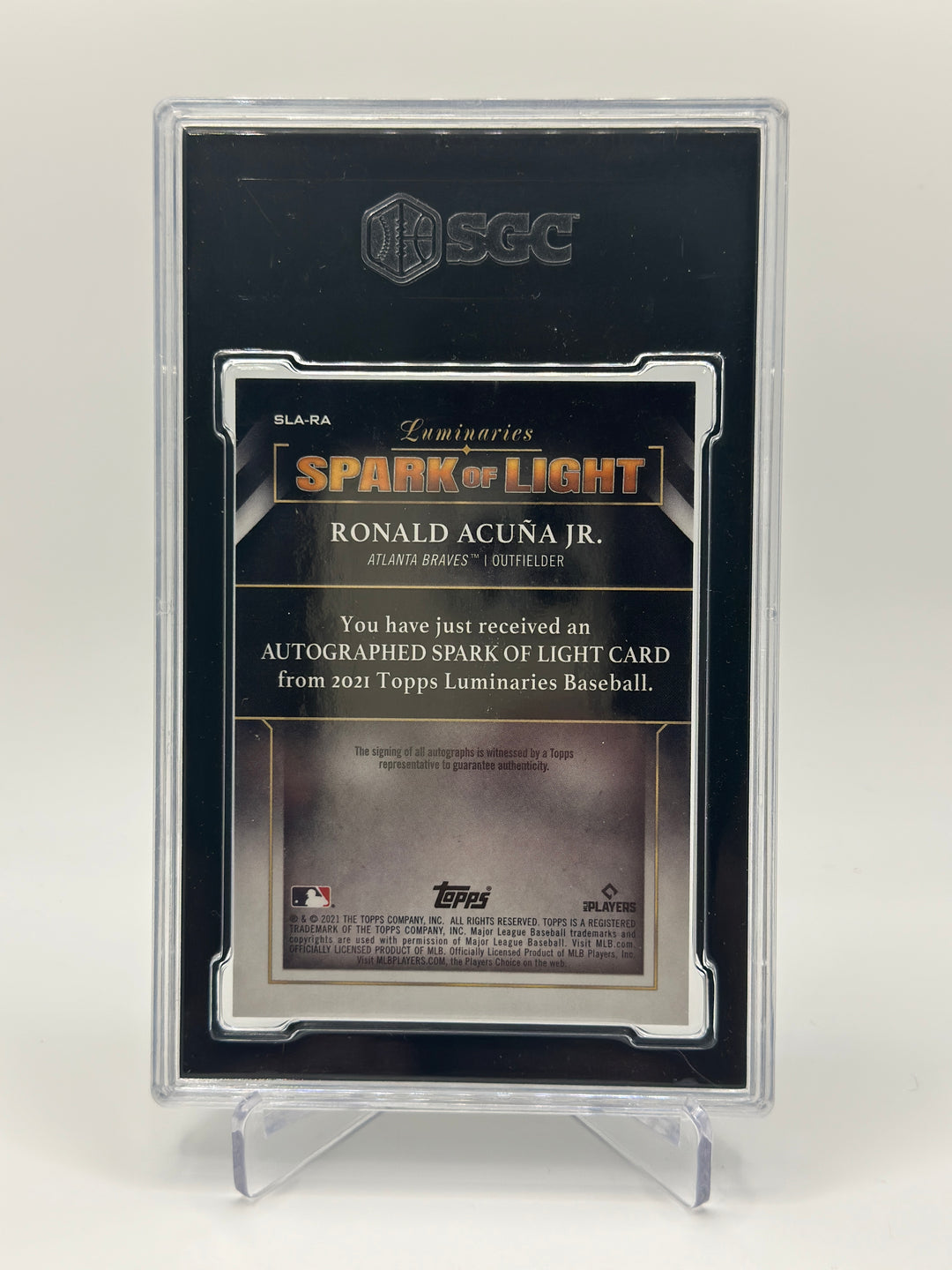 2021 Topps Luminaries Ronald Acuna Jr. Spark of Light Auto /20 SGC 9.5