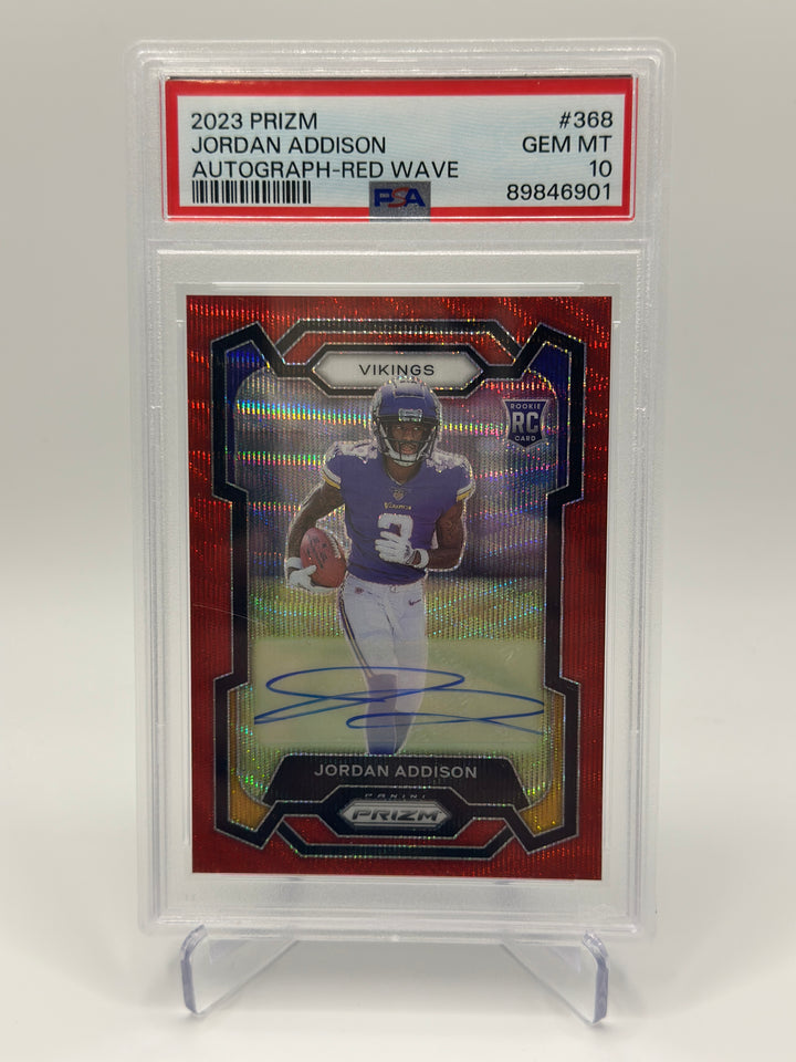 2023 Prizm Jordan Addison Red Wave Auto /149 PSA 10