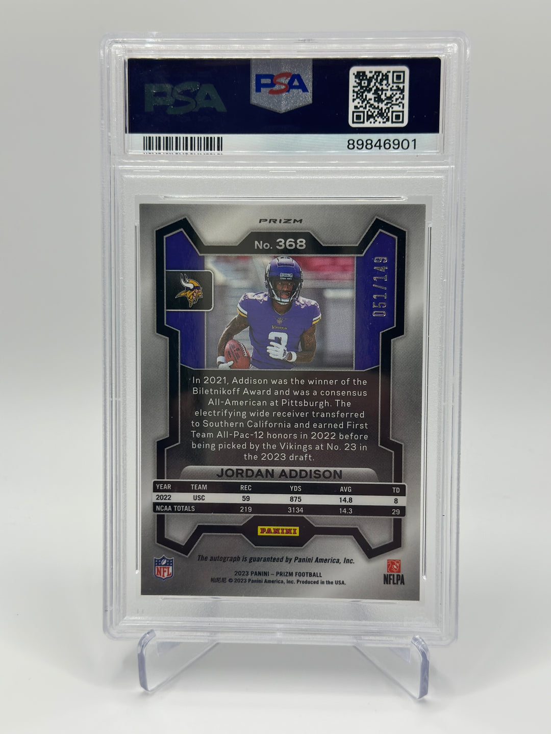 2023 Prizm Jordan Addison Red Wave Auto /149 PSA 10