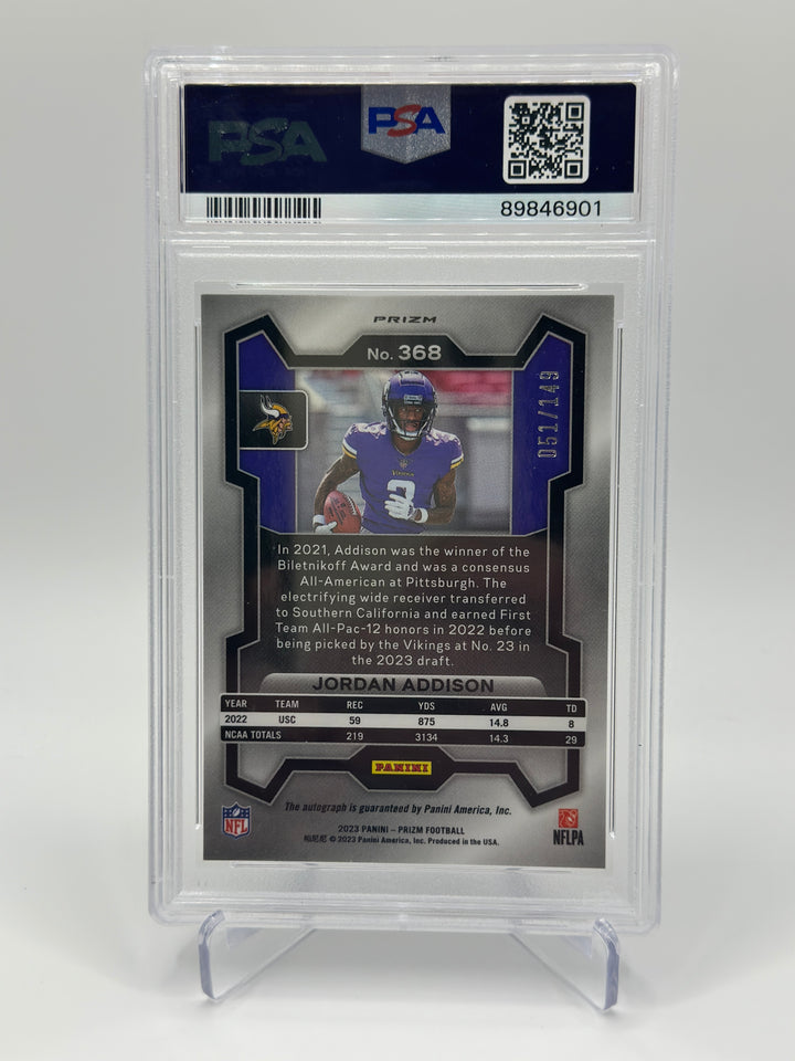 2023 Prizm Jordan Addison Red Wave Auto /149 PSA 10