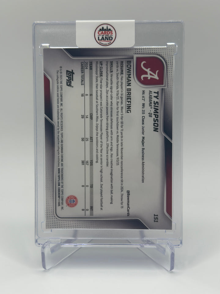 2025 Bowman Chrome U Ty Simpson Red /5