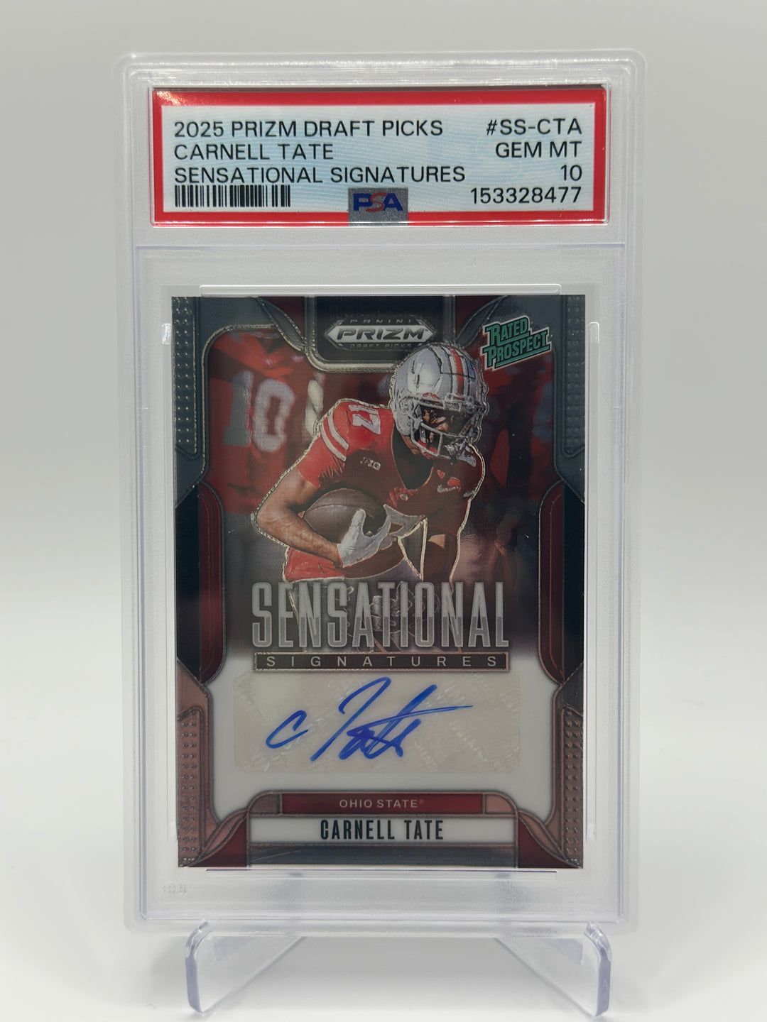 2025 Prizm Draft Picks Carnell Tate Sensational Signatures #SS-CTA PSA 10