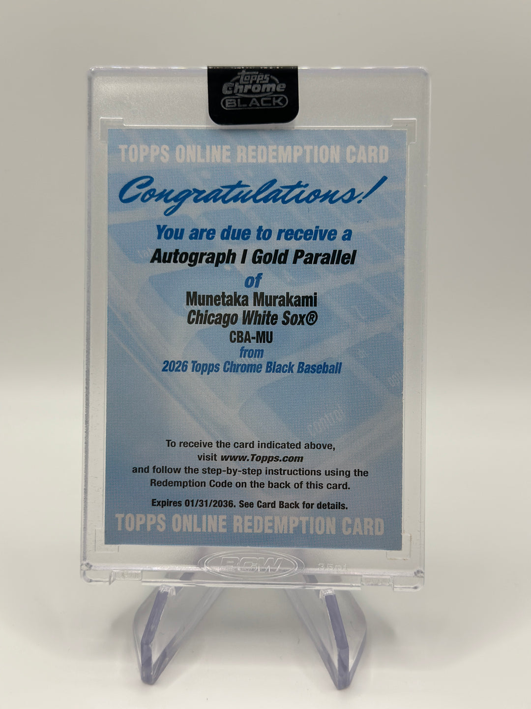 2026 Topps Chrome Black Munetaka Murakami Auto Gold /50 Redemption