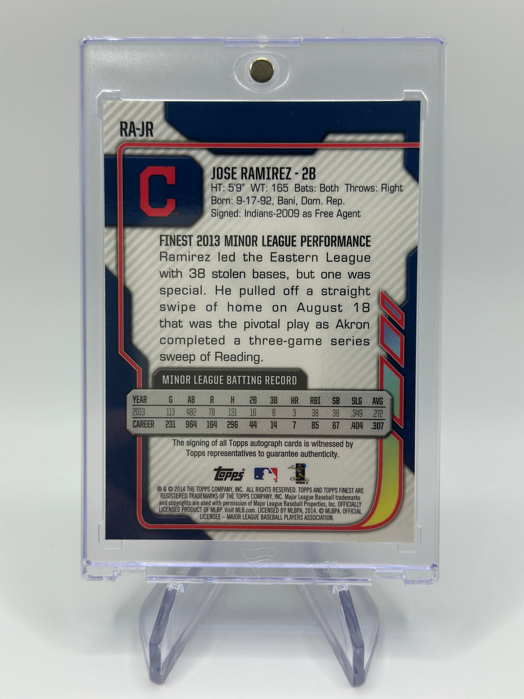 2014 Jose Ramirez Topps Finest Black Auto #RA-JR RC /99