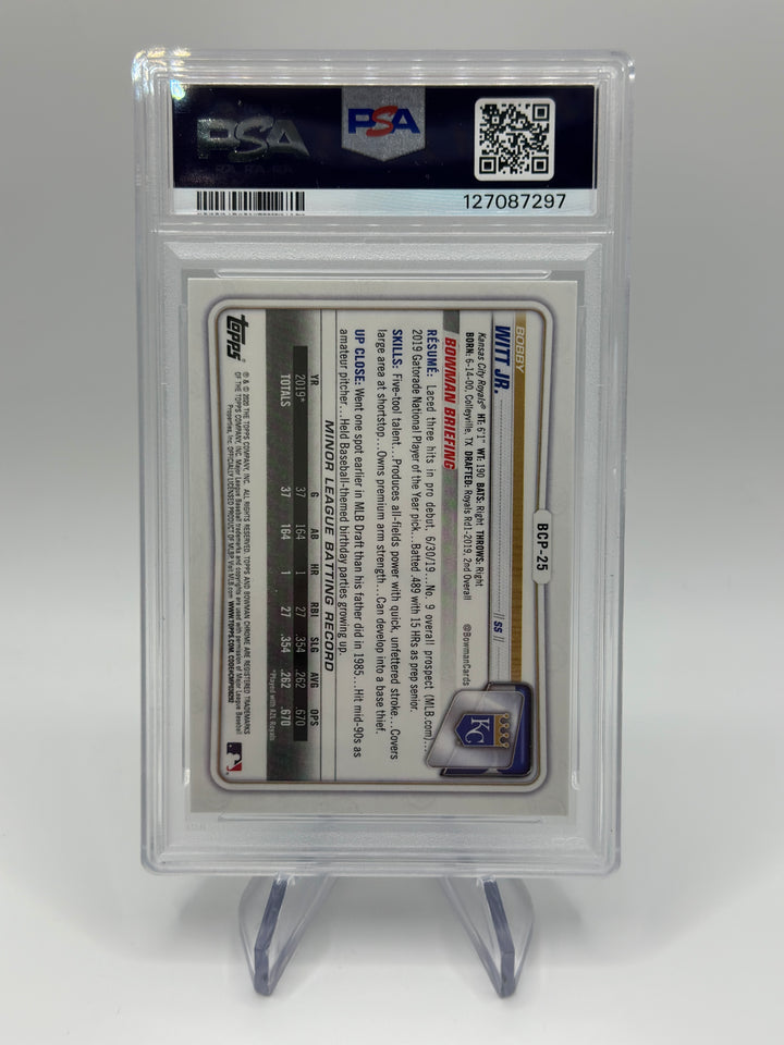2020 Bowman Chrome Bobby Witt Jr. 1st #BCP25 PSA 10