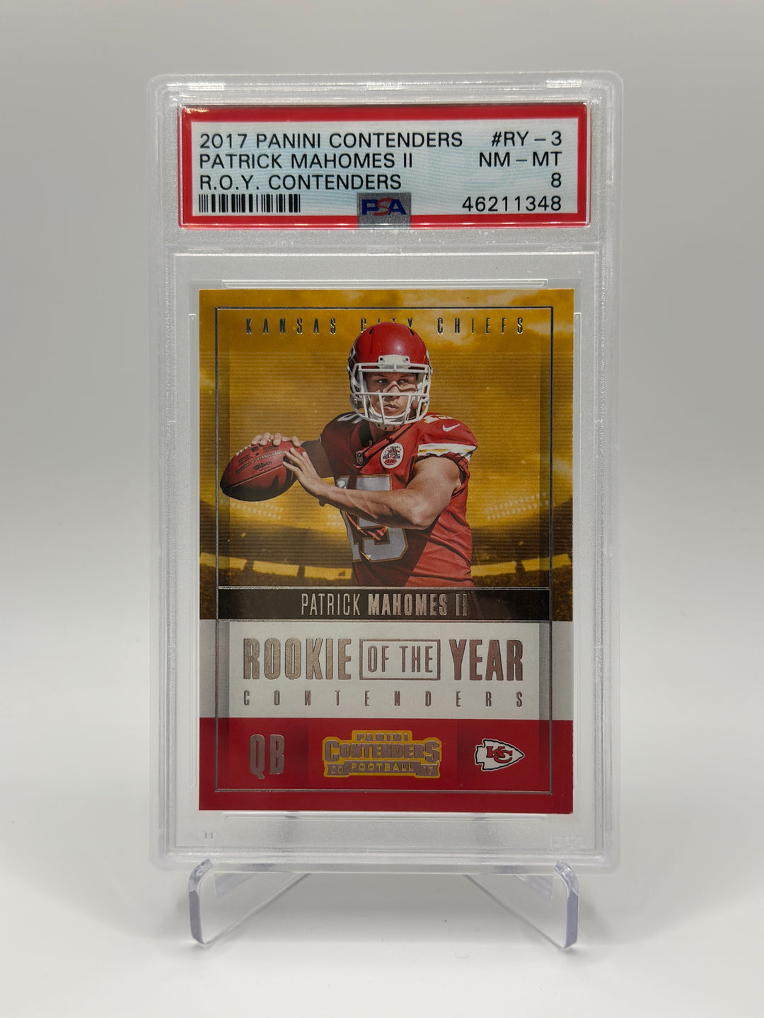 2017 Contenders Patrick Mahomes II ROY #RY-3 PSA 8