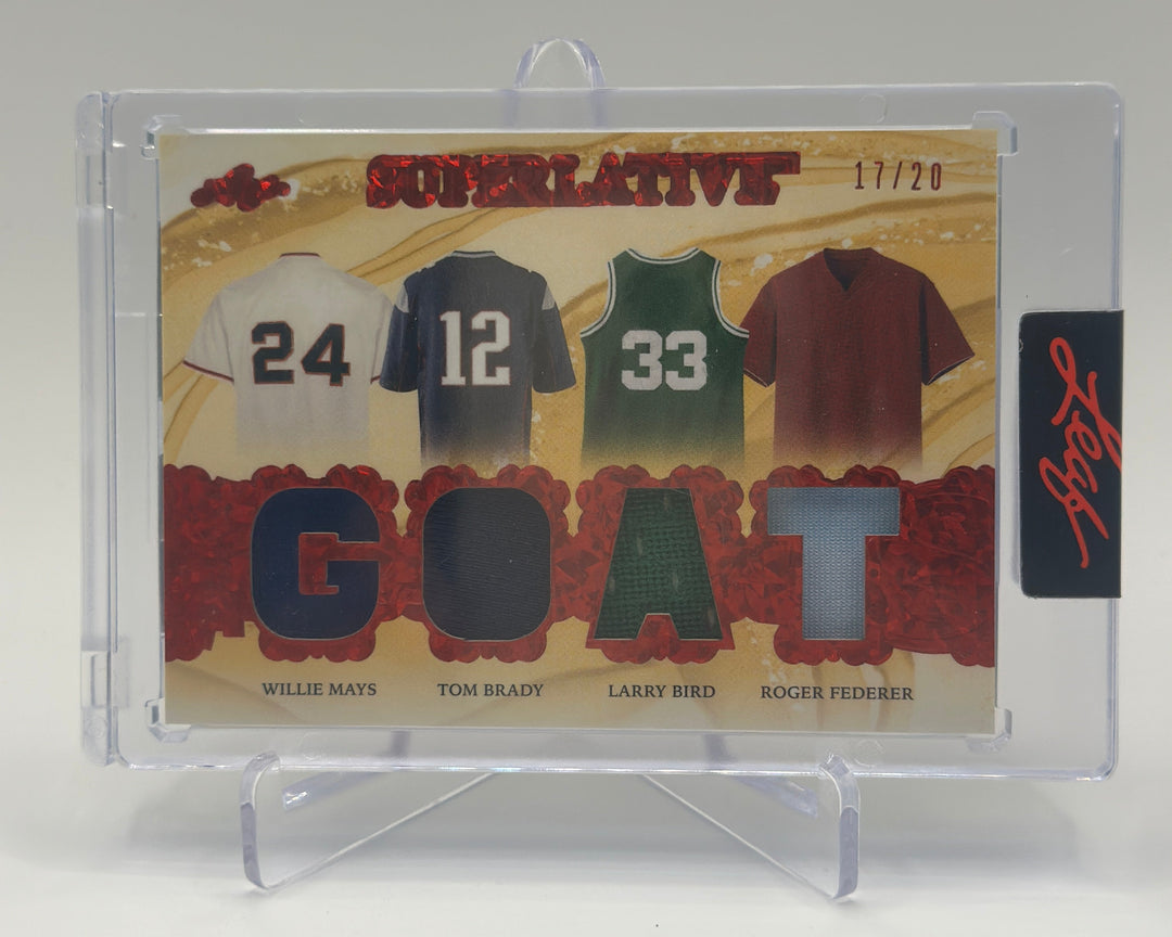 2023 Leaf Superlative Willie Mays Tom Brady Larry Bird Roger Federer Jersey /20