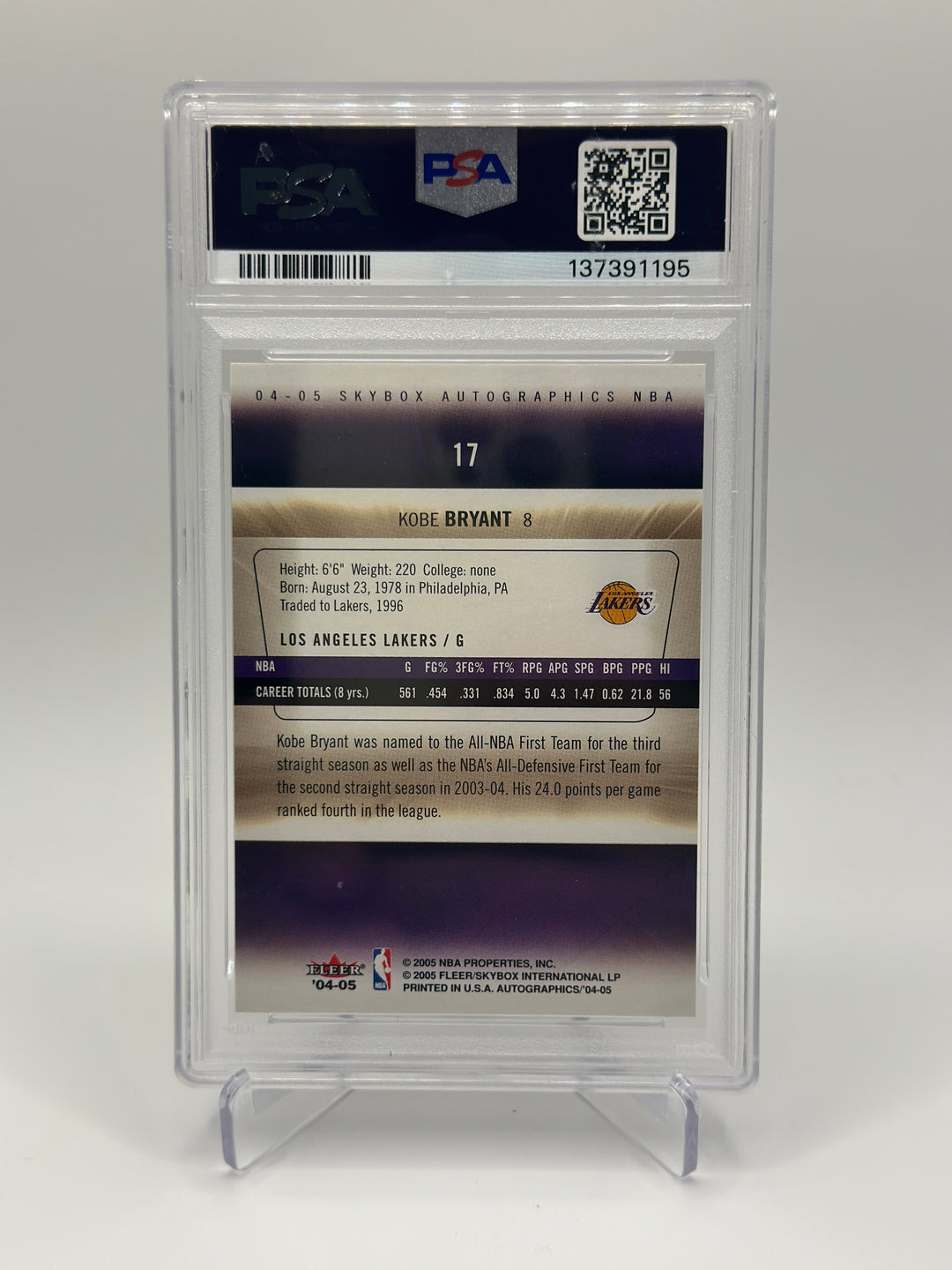 2024 Skybox Kobe Bryant Autographics #17 PSA 8