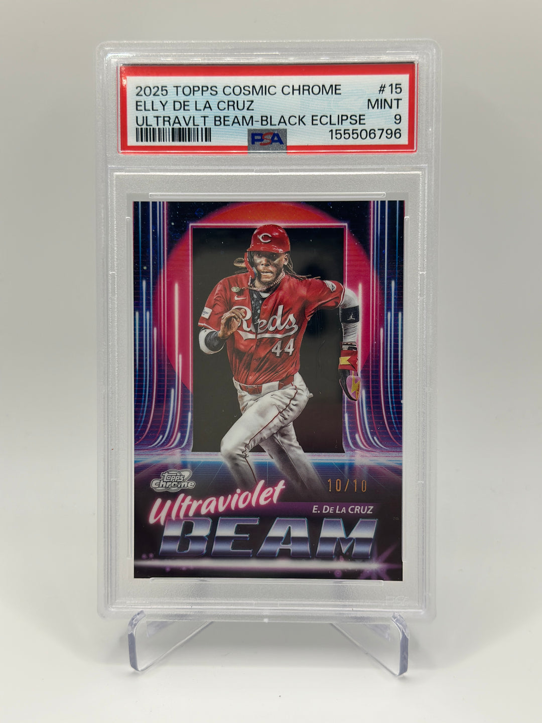 2025 Topps Chrome Cosmic Elly De La Cruz Ultraviolet Beam Black /10 #UB-15 PSA 9