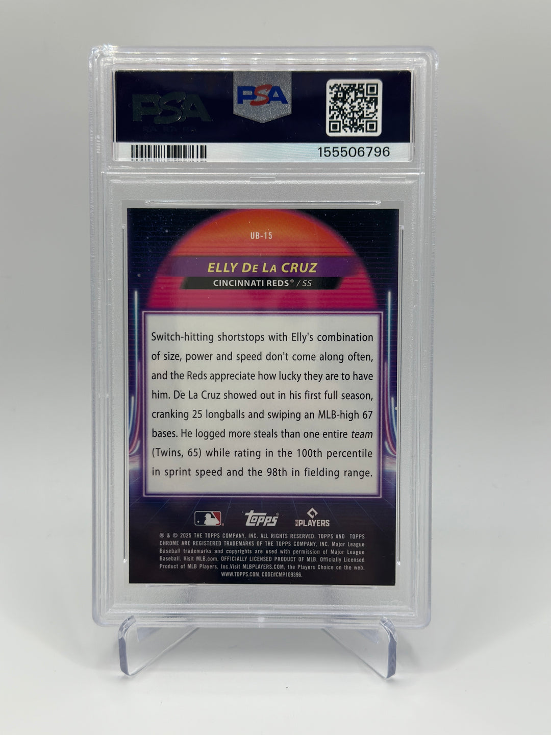 2025 Topps Chrome Cosmic Elly De La Cruz Ultraviolet Beam Black /10 #UB-15 PSA 9
