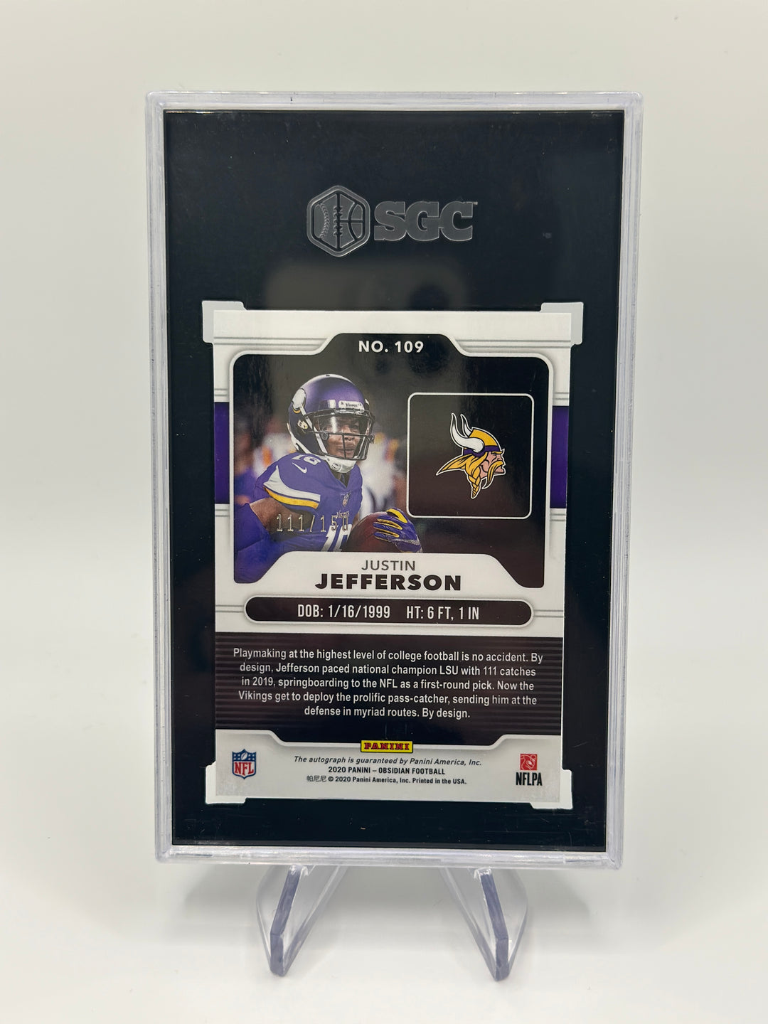 2020 Obsidian Justin Jefferson Auto /150 SGC 9.5 Auto 10