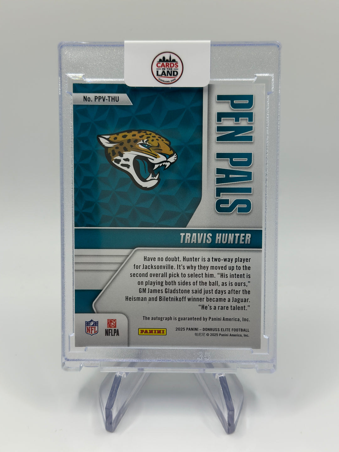 2025 Donruss Elite Travis Hunter Gold Auto FOTL Pen Pals #PPV-THU