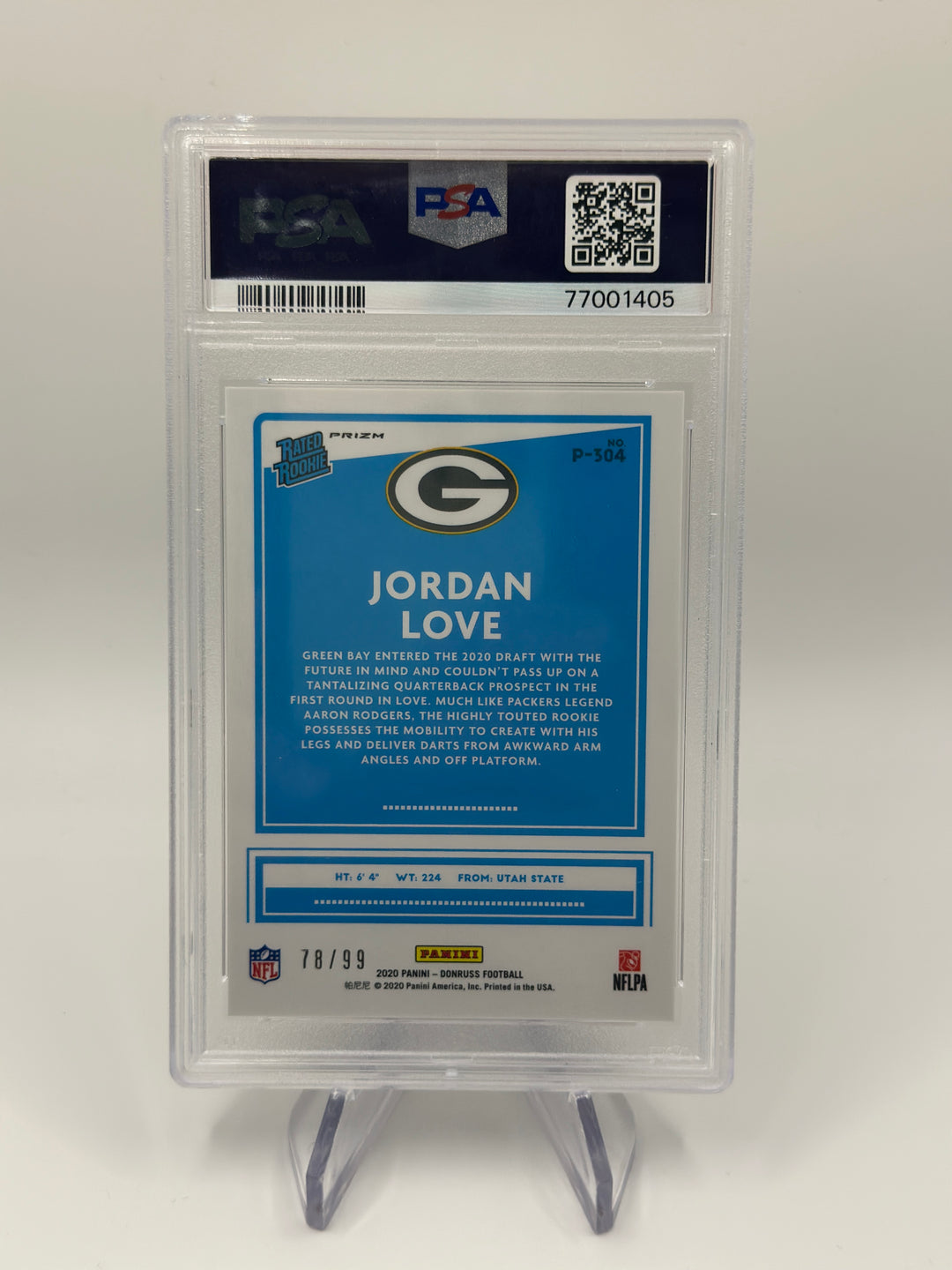 2020 Optic Jordan Love Red /99 #P304 PSA 9