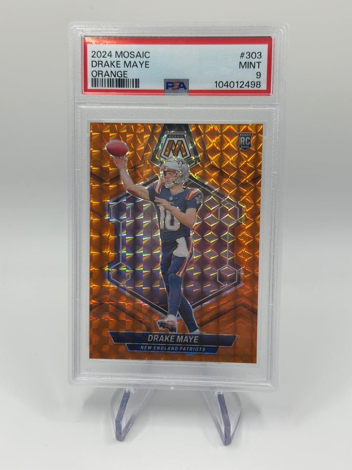 2024 Mosaic Drake Maye Orange #303 PSA 9