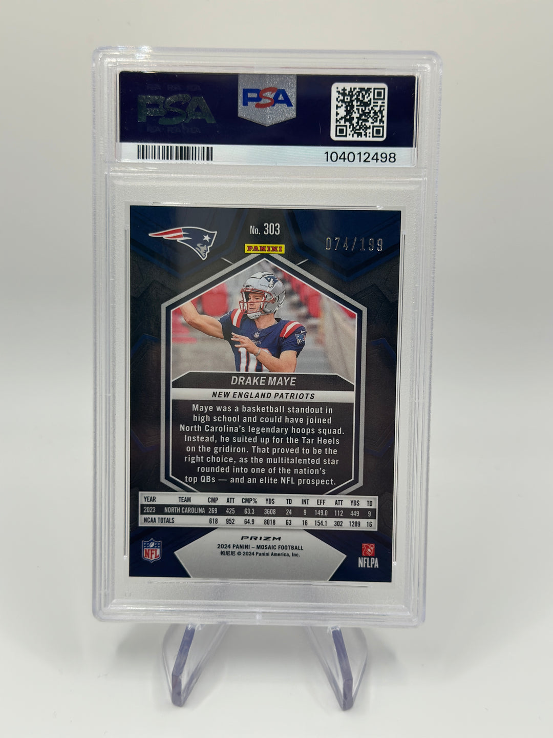 2024 Mosaic Drake Maye Orange #303 PSA 9