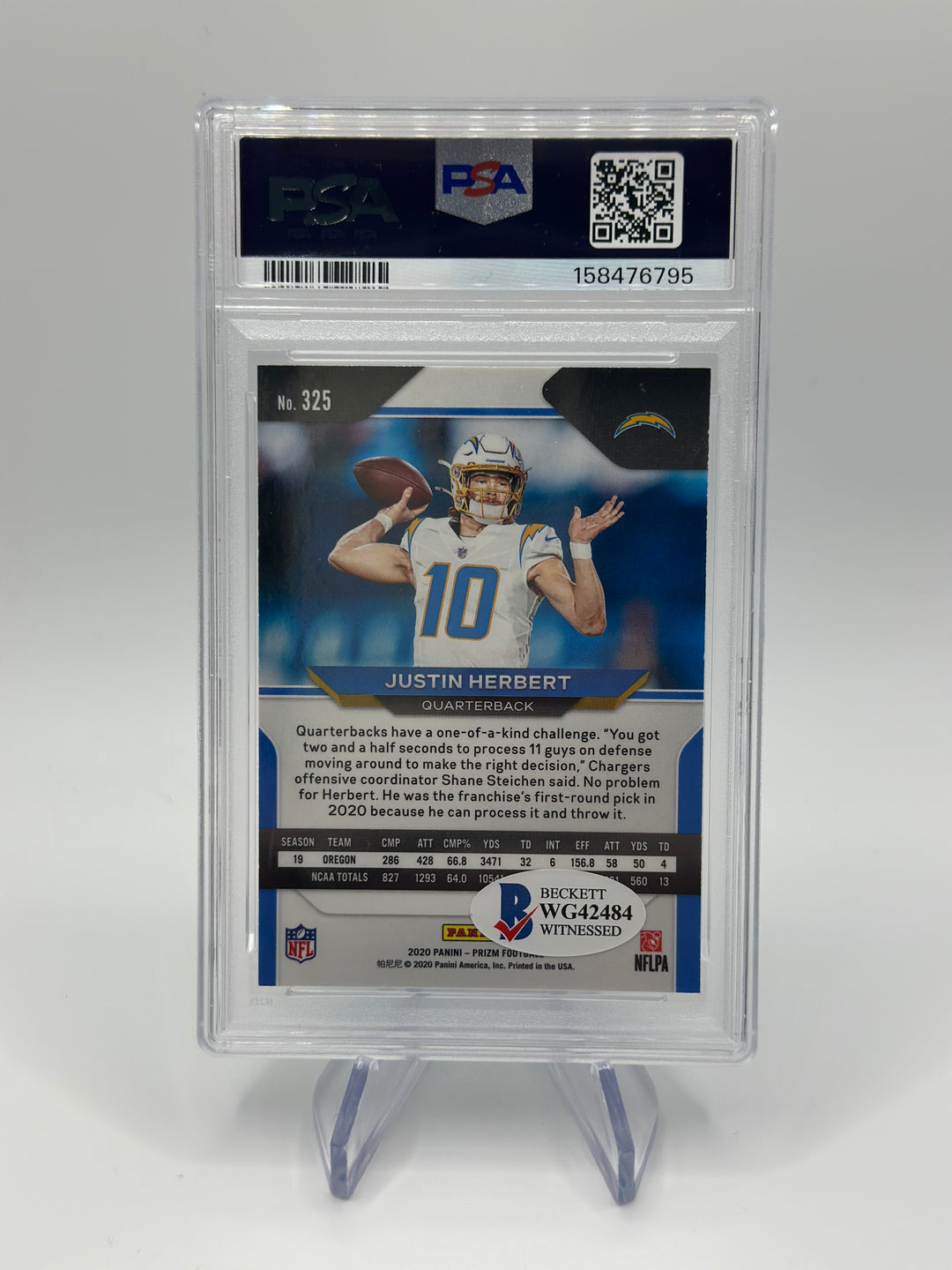 2020 Prizm Justin Herbert #325 IP Auto PSA Authentic Auto 10