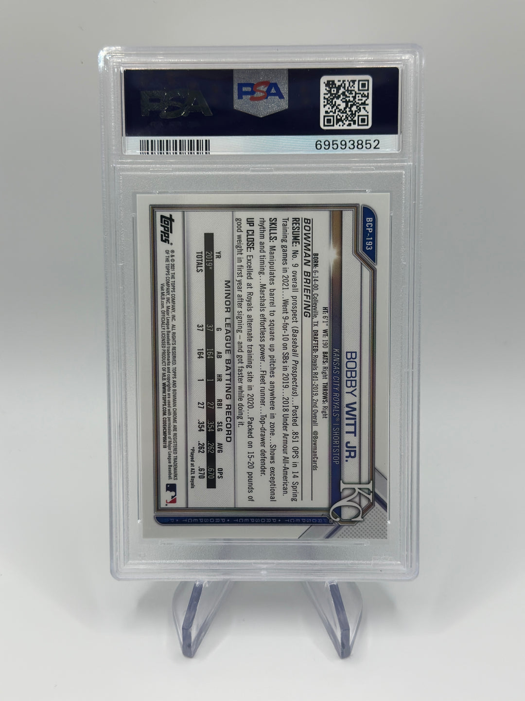 2021 Bowman Chrome Sapphire Green /125 PSA 10