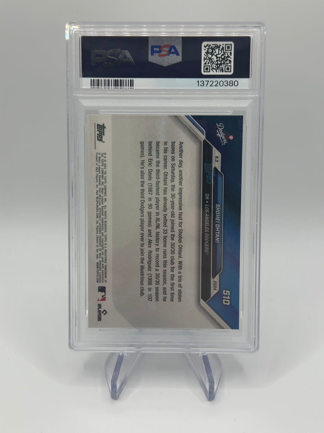 2024 Topps Now Shohei Ohtani Blue /49 #510 PSA 8