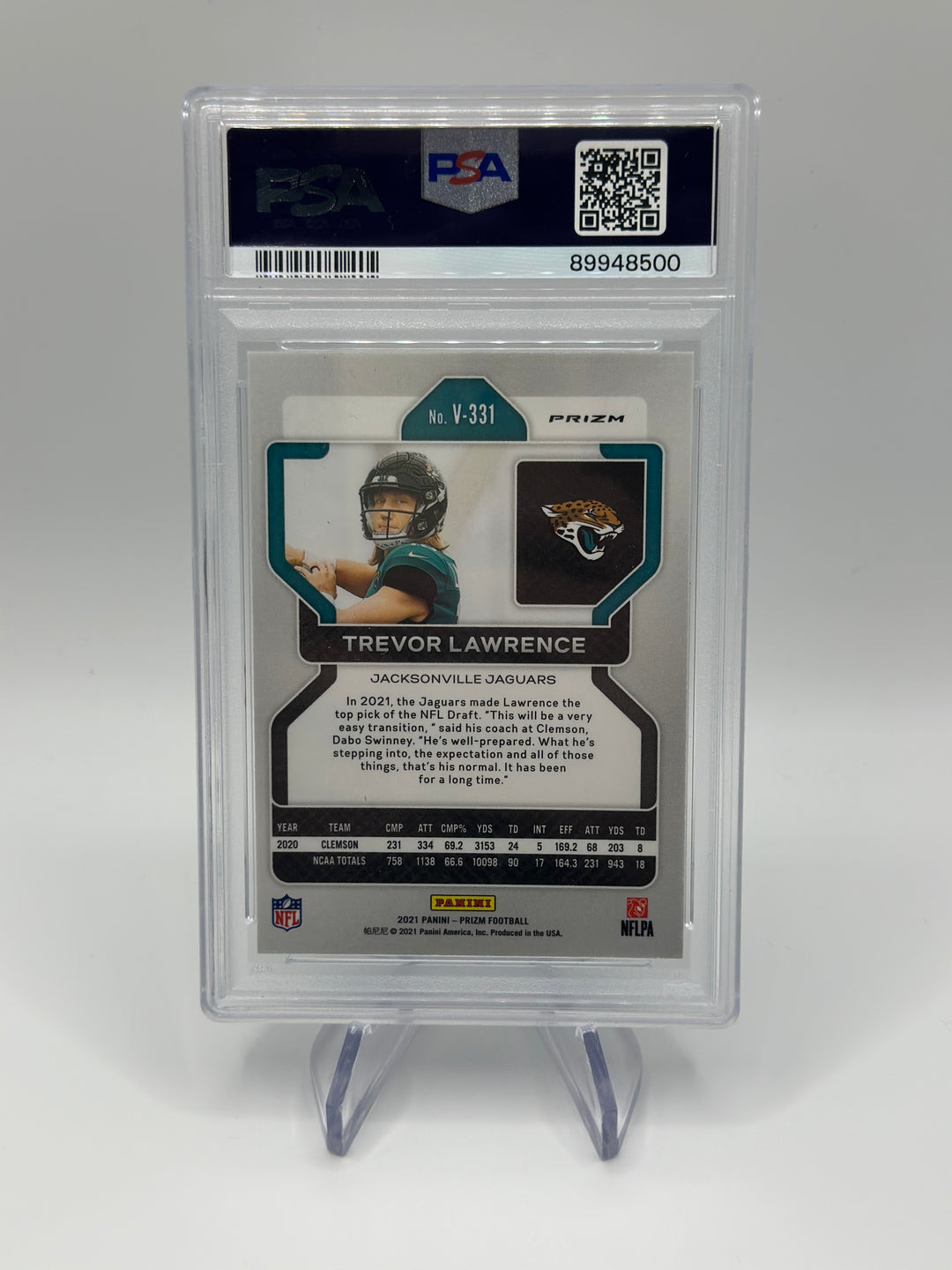 2021 Prizm Trevor Lawrence Silver #V331 PSA 8