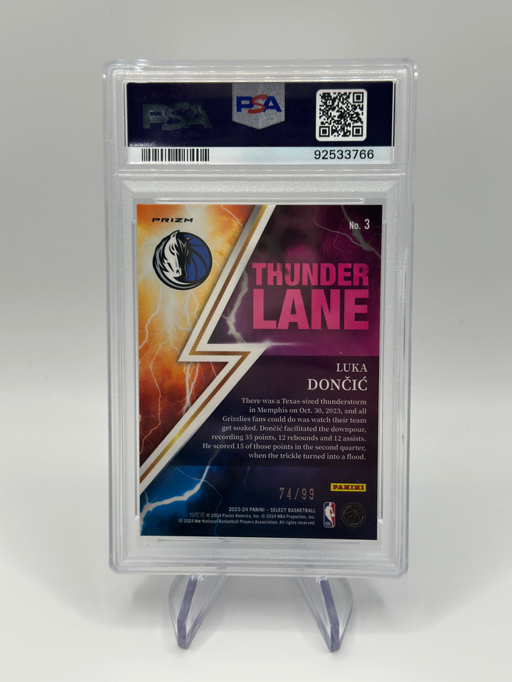 2023 Select Luka Doncic Thunder Lane Pink Cracked Ice #3 PSA 9