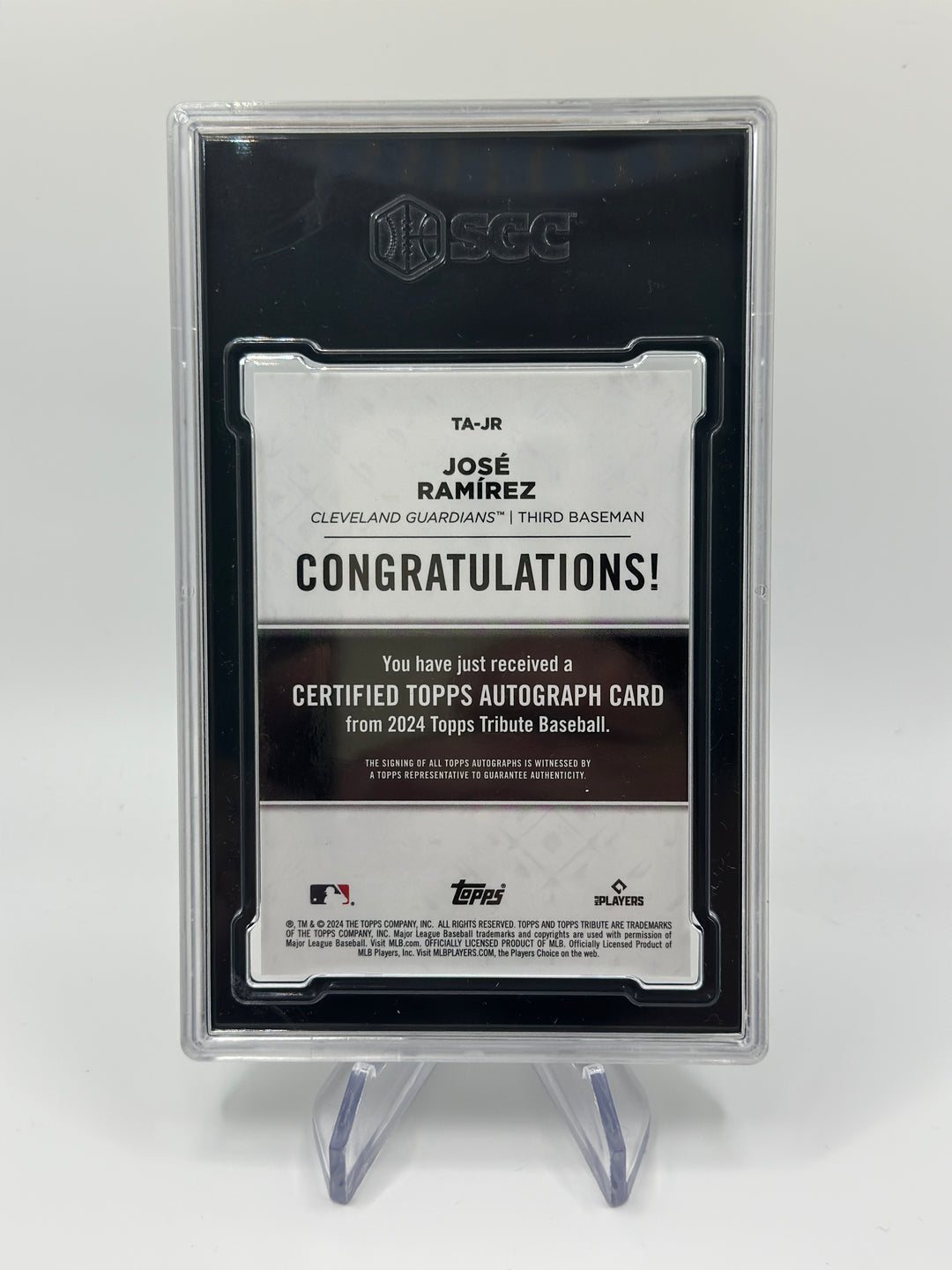 2024 Topps Tribute Jose Ramirez Auto /99 SGC 10 Auto 10