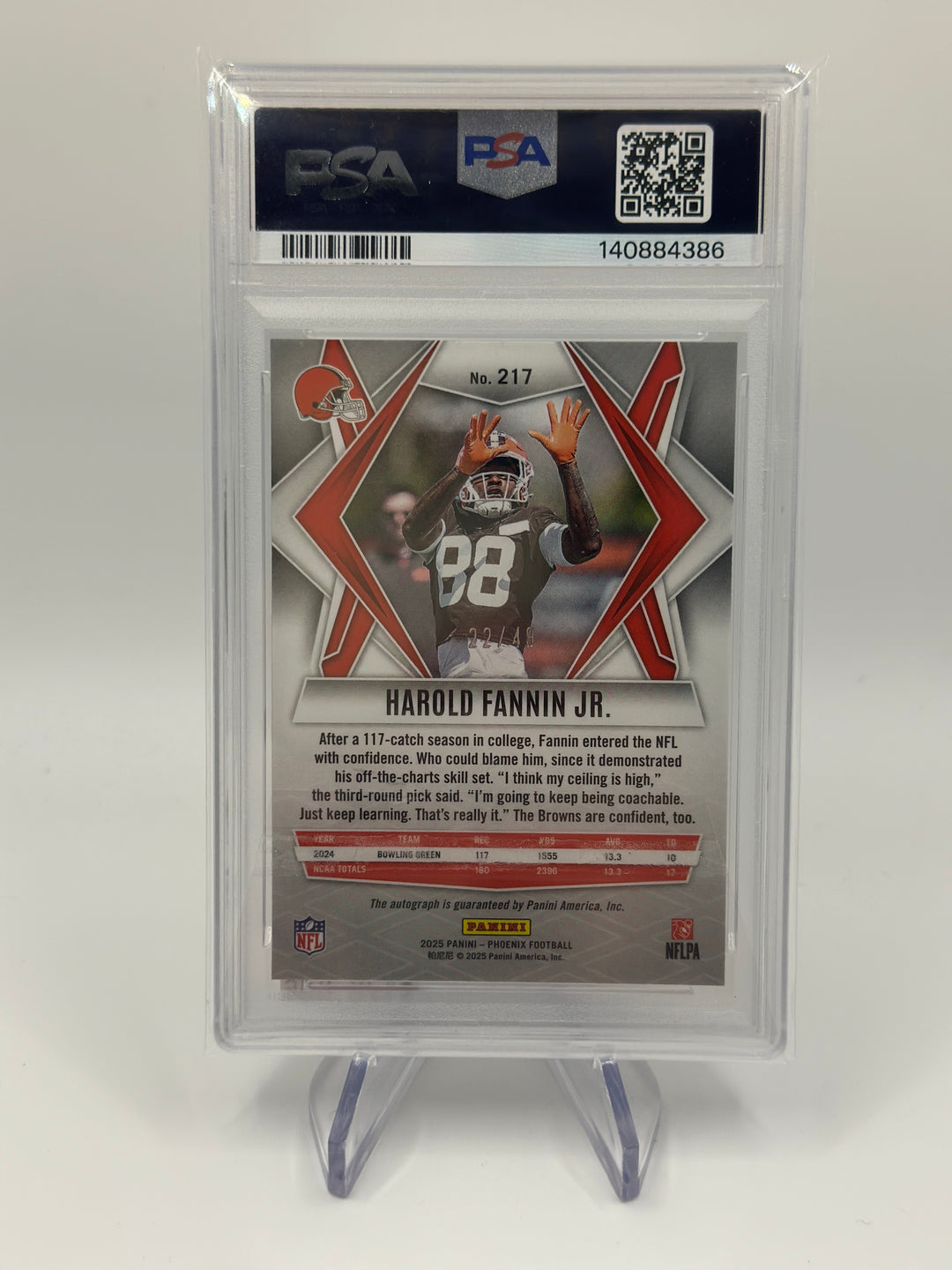 2025 Phoenix Harold Fannin Jr. Blue Auto /49 #217 PSA 10