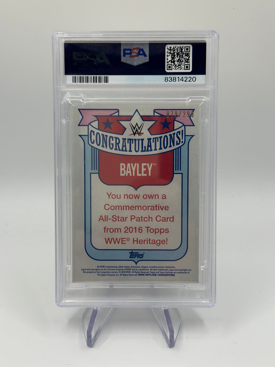2016 Topps WWE Heritage Baley All Star Patch NXT PSA 10